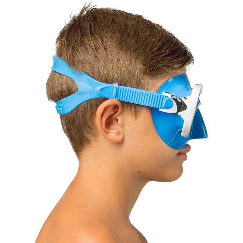 Cressi MAREA JR Kids Snorkeling Diving Mask Boys Girls Tempered Glass Lens 2 Window Goggles for Children