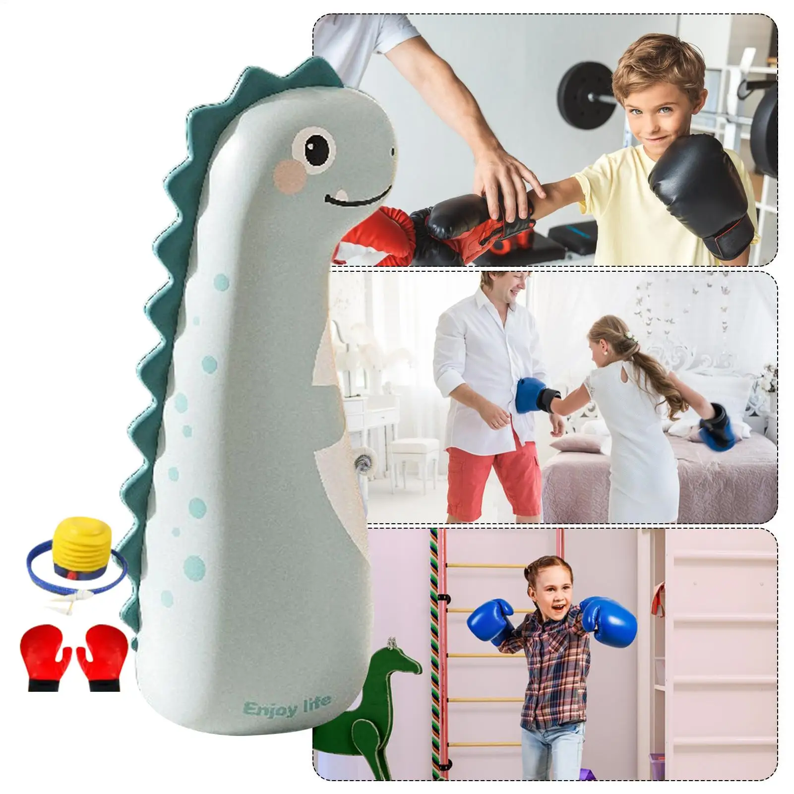 أطفال اللكم حقيبة نفخ 47 بوصة نفخ معدات الملاكمة مع قفازات ومضخة الأطفال اللكم ممارسة الرمل ل