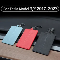 Card Key Case for Tesla Model 3 Model Y Leather Key Holder Protector Cover Accessories Card Purses Bag 2017-2023