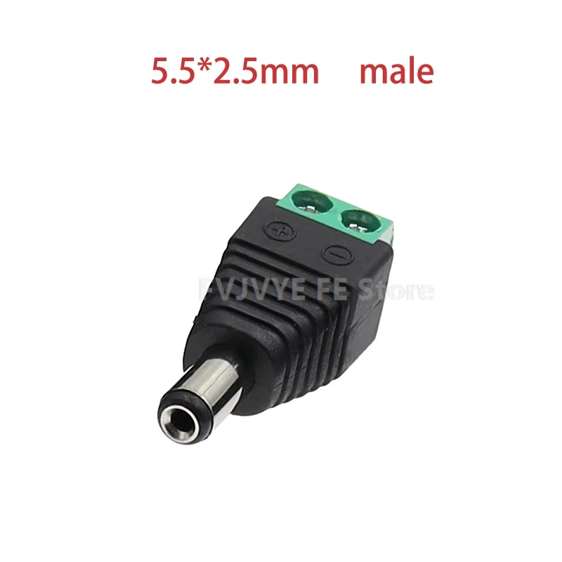 

DC 5.5*2.5mm Green Terminal Power Adapter Male Or Female Head Welding Free New Type Of Power Wire End F5
