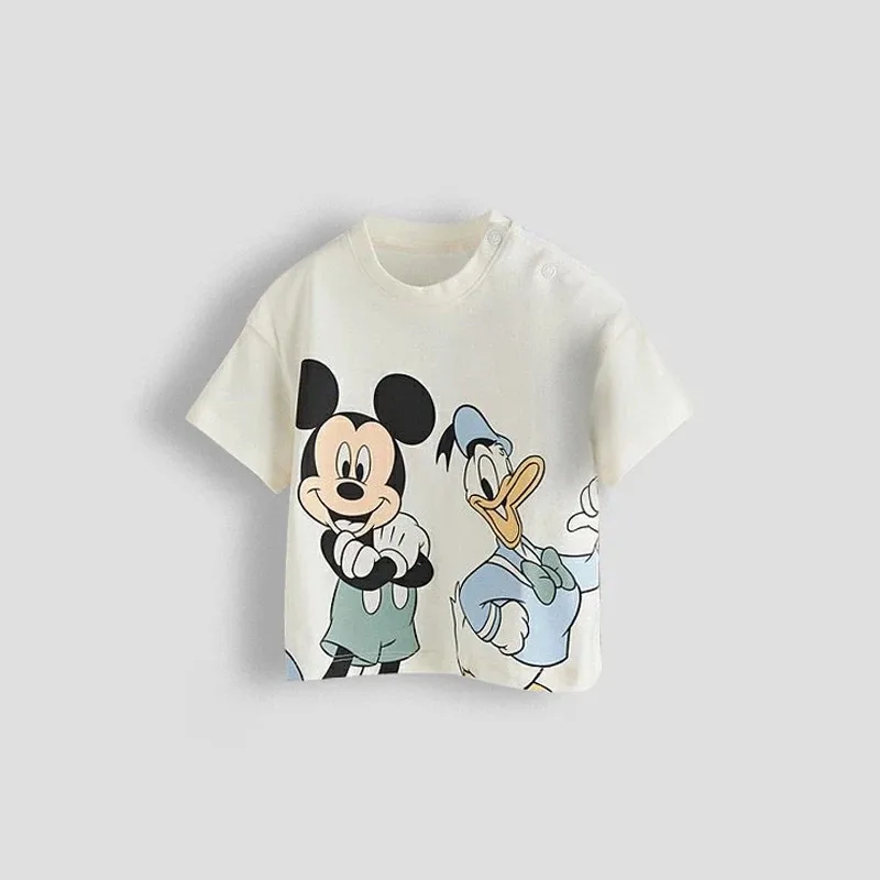 1-6Years Old Child Clothes Summer Short-sleeved Tees Casual Loose Simple Crewneck Base Shirt Toddler New Cartoon Print T-shirt