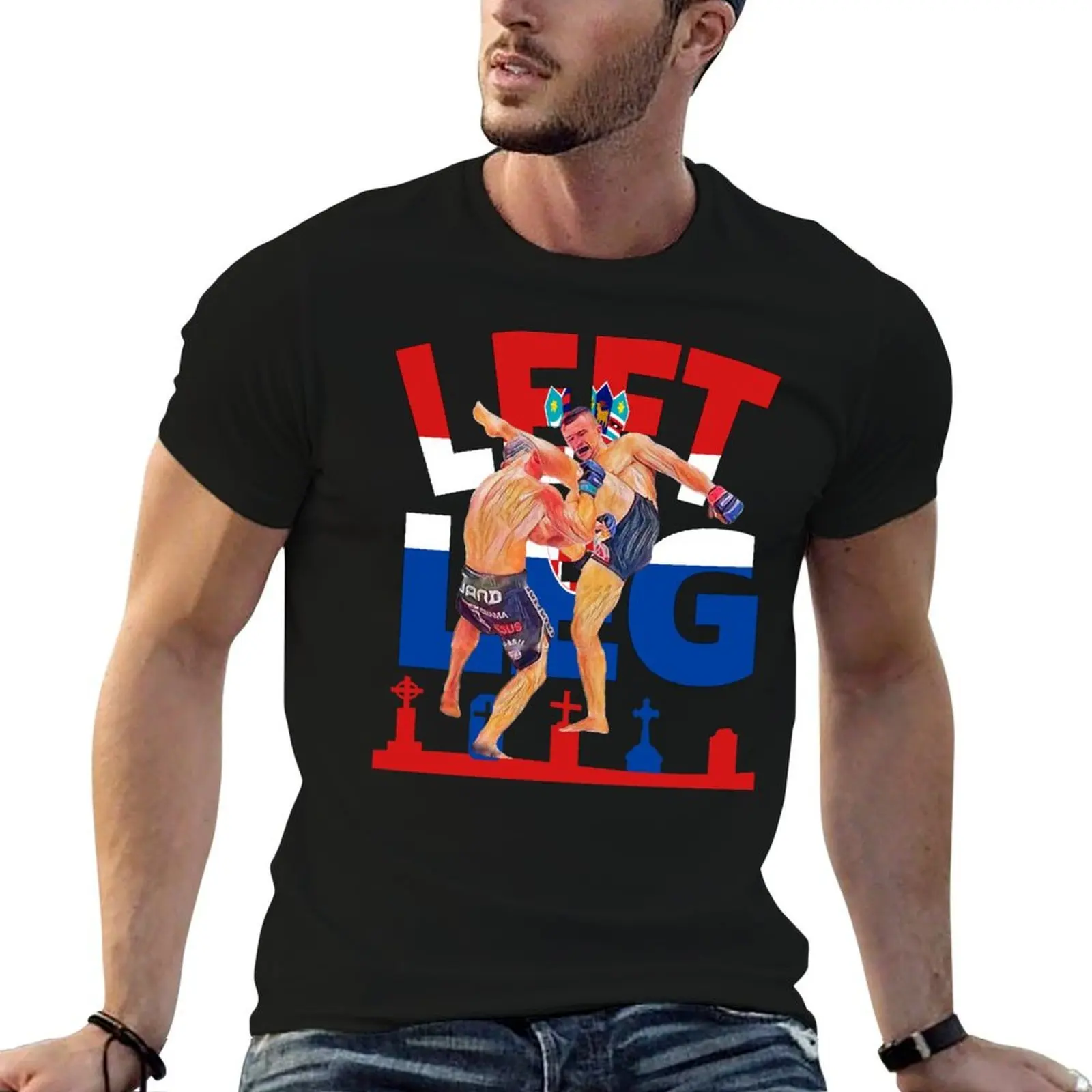 

Left Leg Cemetery Croatian Flag T-Shirt men t shirt cotton 100% man tshirt cotton t shirt pack T-shirt