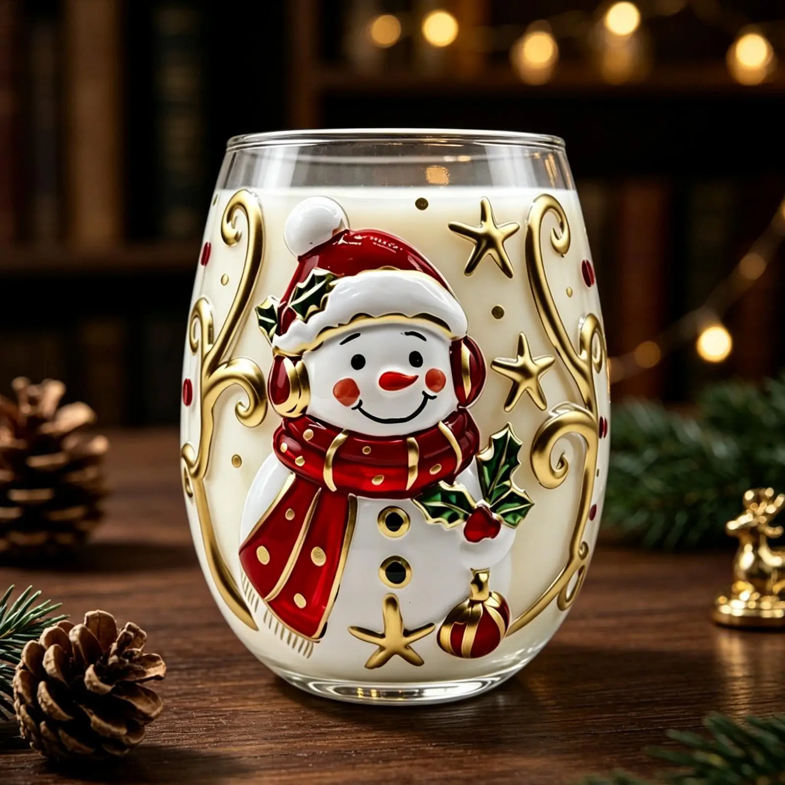 Wine Glasses Shiny Lead-Proof Seasonal Decoration Christmas 3D Santa Drink Glass for Tea Juice Cocktail Water Soda Beer Milk