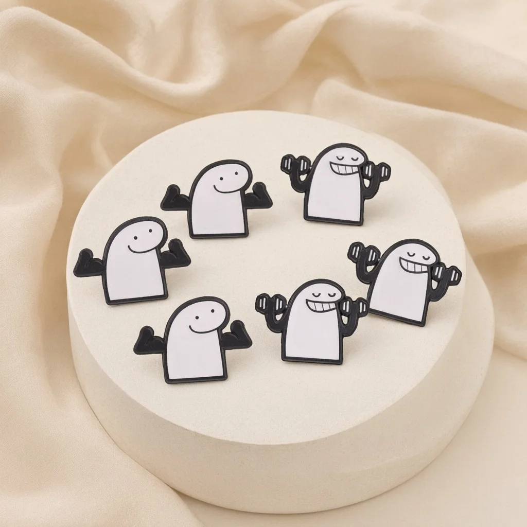 Funny Gym Weightlifting Doodle Man Enamel Pins Cartoon Flex Muscle Brooches Aesthetic Lapel Badge Accessories for Friends