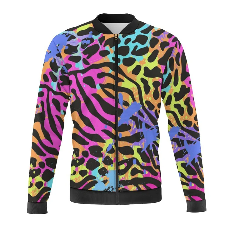 3d Neon Print Abstract Art Jackets Men Bomber Jacket Oversize Harajuku Zipper Jacket Kid Street Tracksuits Male Outerwear Tops