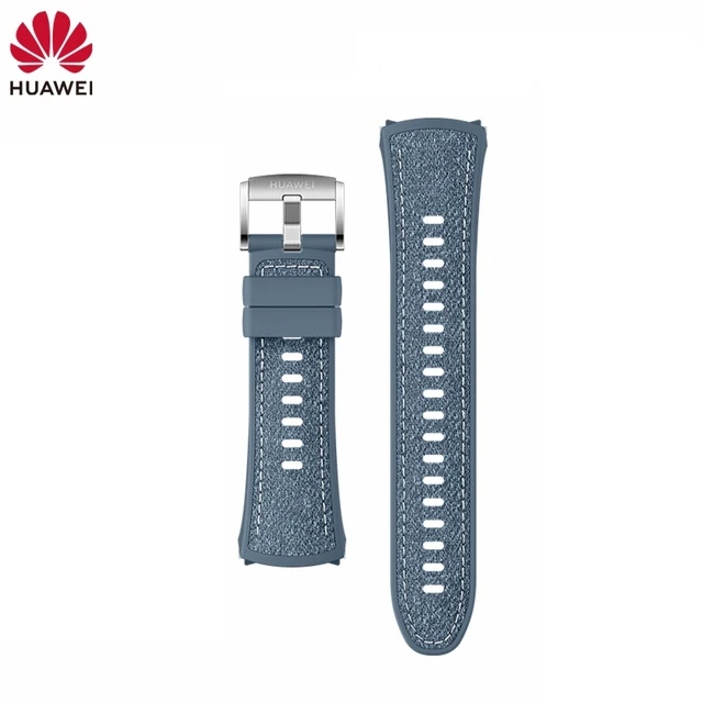 HUAWEI Strap Sky Blue Genuine Leather & Fluororubber Composite Watchband For HUAWEI WATCH 5 46mm, 22mm Quick Release Band