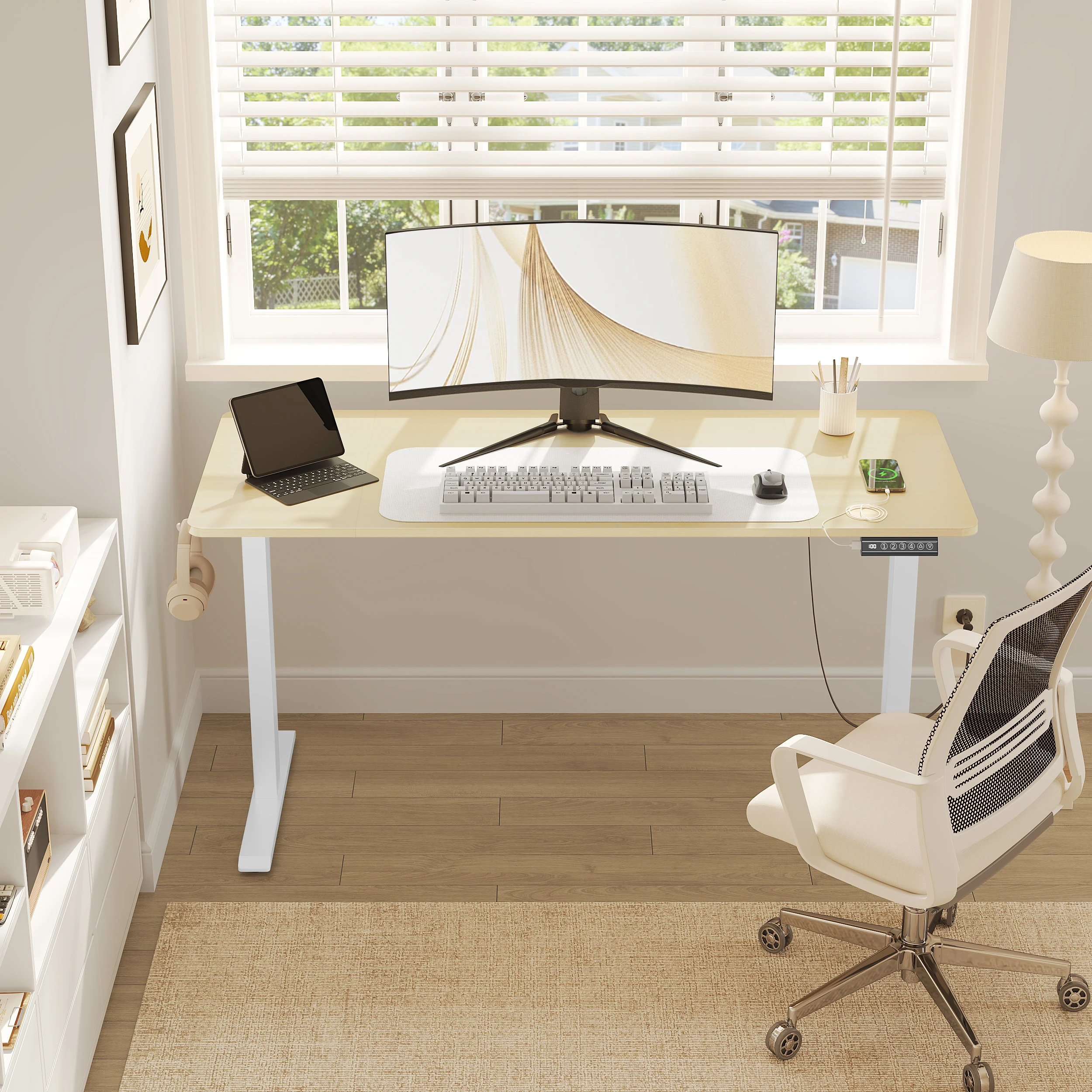 WOLTU Electric Standing Desk Height Adjustable Computer Desk with USB Charging Port Ergonomic Work Table with Memory Control