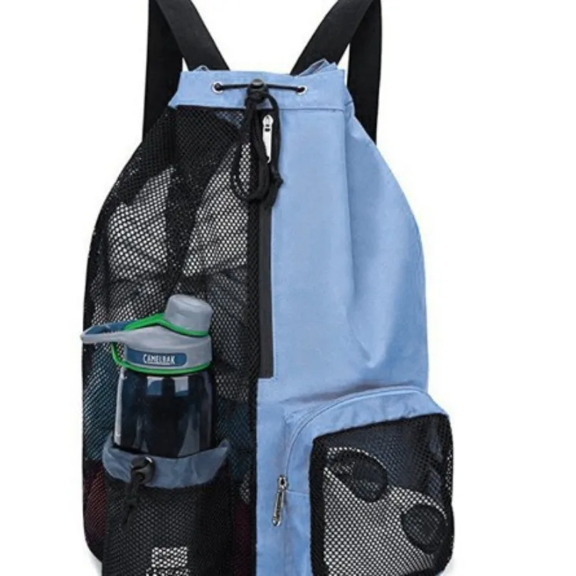 Dry Wet Separation Swim Backpack Mesh Bag for Pool Beach Swimming Travel Storage Organizer with Pockets for Towel Shoes