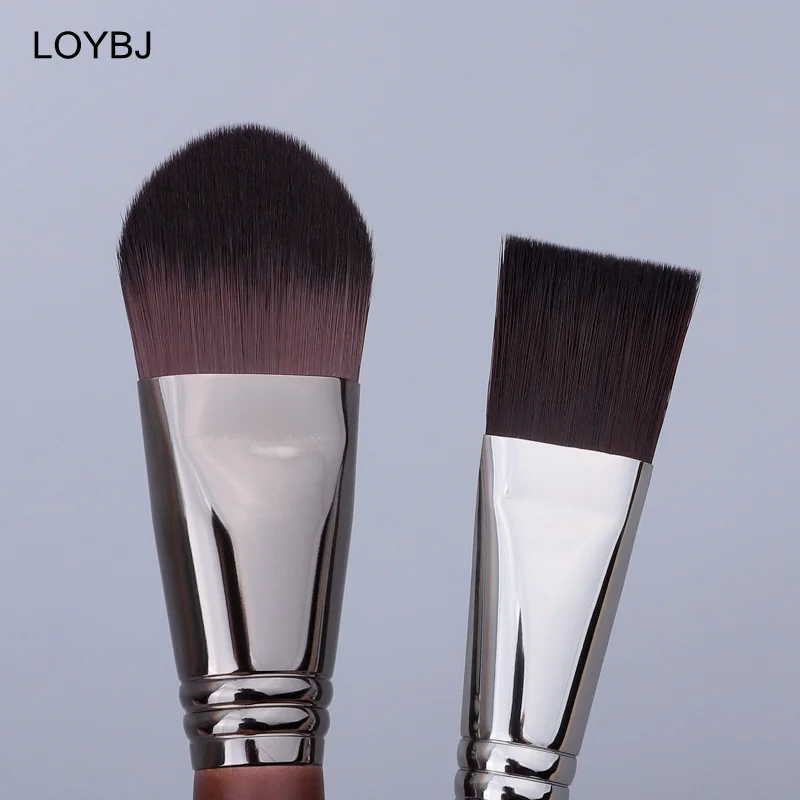 LOYBJ Flat Foundation Brush Tongue Foundation Makeup Brush Goat Hair Stippling Blush Brush Eyebrow Eyelash Cosmetic Brush Tool