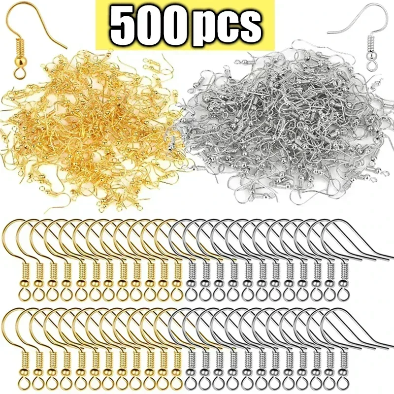 100/500 قطعة Findings بها بنفسك القرط النتائج أقراط المشابك السنانير الفولاذ المقاوم للصدأ هيبوالرجينيك القرط صنع الاكسسوارات أدوات هوك