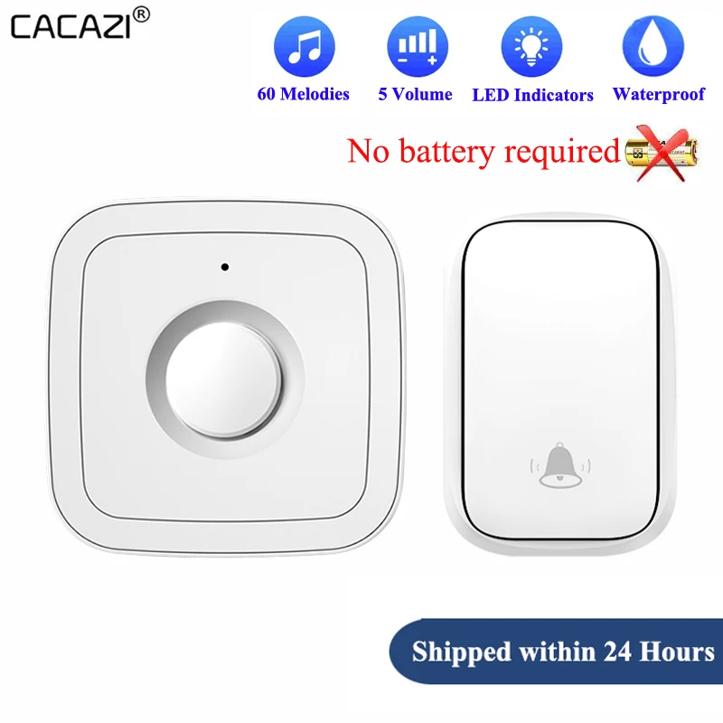 

Беспроводной дверной звонок CACAZI, 60 песен, 0 ~ 150 дБ, м
