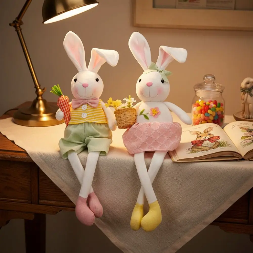 

Adjustable Long Legged Easter Rabbit Decoration Cute Display Item Spring Countrysides Theme Rabbit Figurine Holiday Decoration