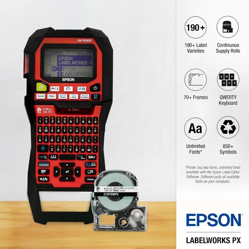 LW-PX900PCD Industrial Label Maker Kit - Complete Kit with Accessories, Compatible with All PX Tape Types