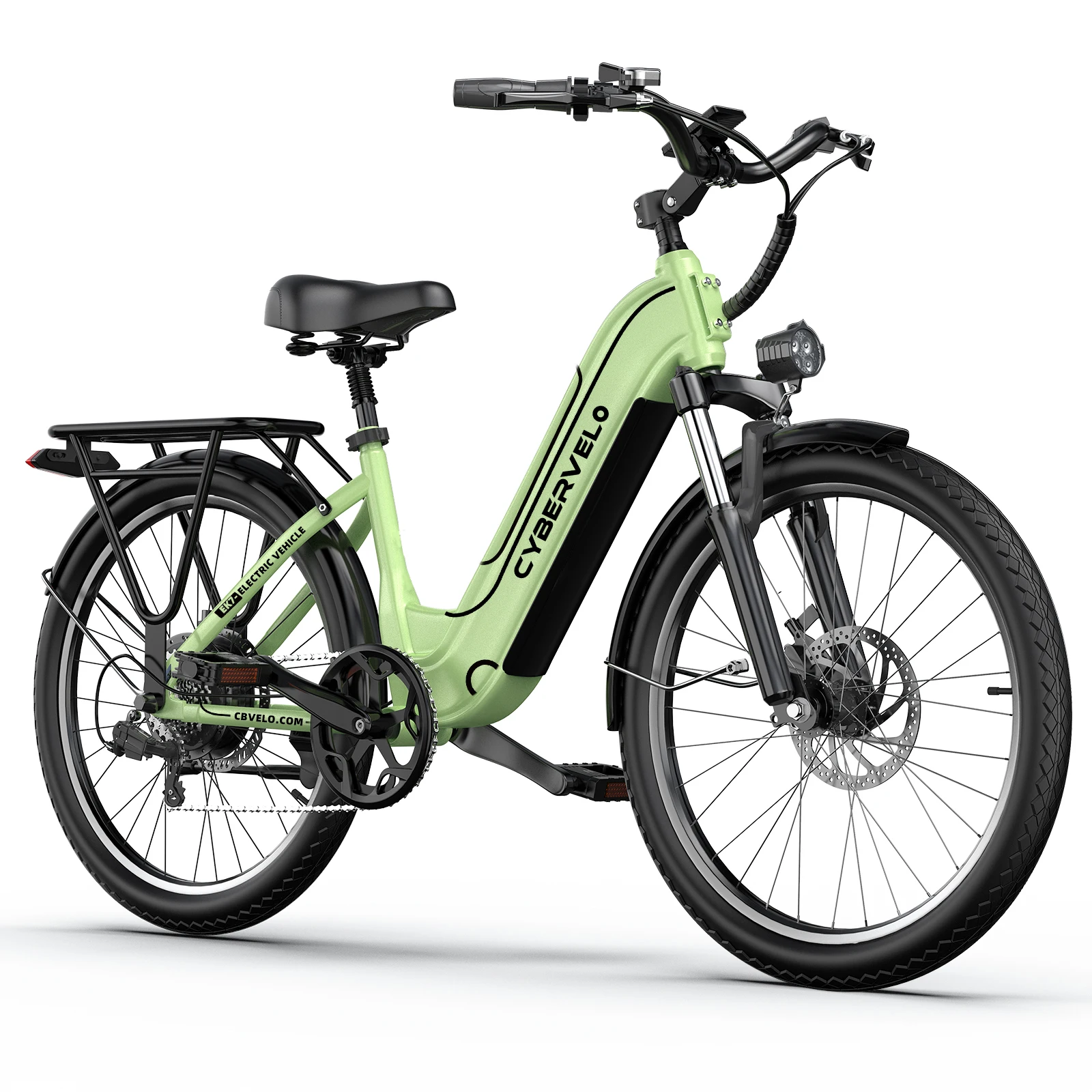 Cybervelo 1000W Peak Electric Bike for Adults up 80 Miles Removable Battery Ebike 26" Electric E Bike with 7-Speed Adult Electric Bicycles for Commute Beach Snow Womens and Man EK7