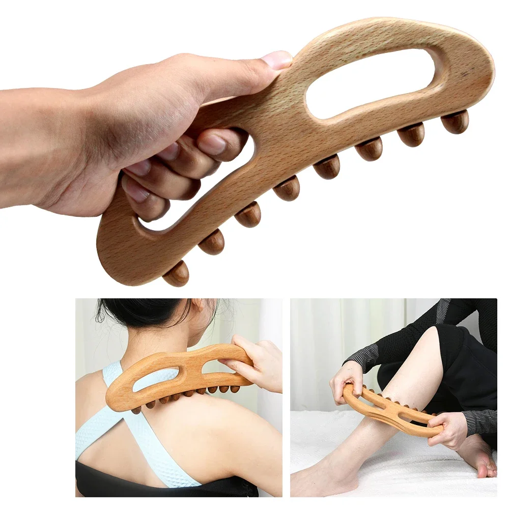 Wooden Trigger Point Massage Brush Wood Therapy Massage Tools Cellulite Reduction for Lymphatic Drainage, Body Sculpting Tool