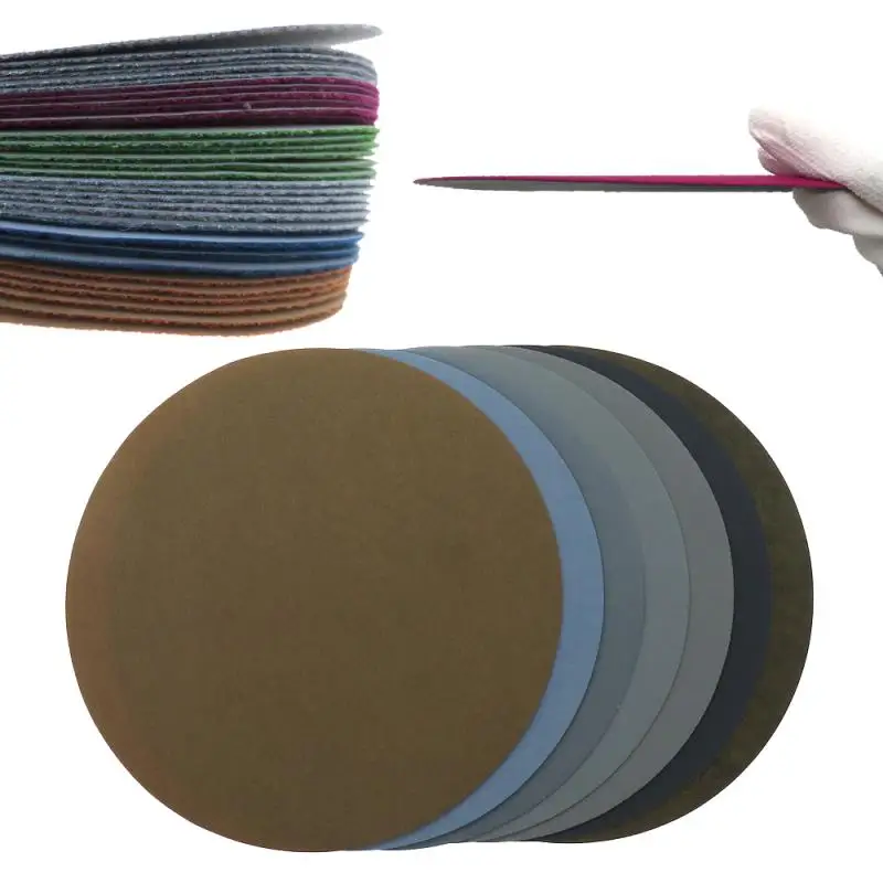 1-50 pz 7 "180mm dischi abrasivi a umido grana 800-10000 # disco di carta vetrata floccato Hook & Loop Pad per strumento di lucidatura abrasivo abrasivo