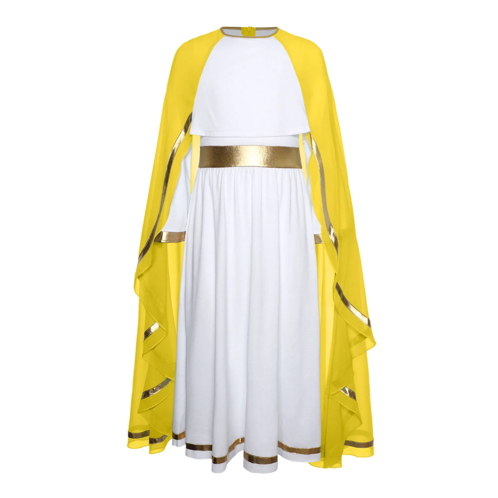 

Детские костюмы Девы Марии для девочек, платье для косплея на Хэллоуин, платье с рюшами и длинными рукавами, комплекты накидок, карнавальное тематическое праздничное платье