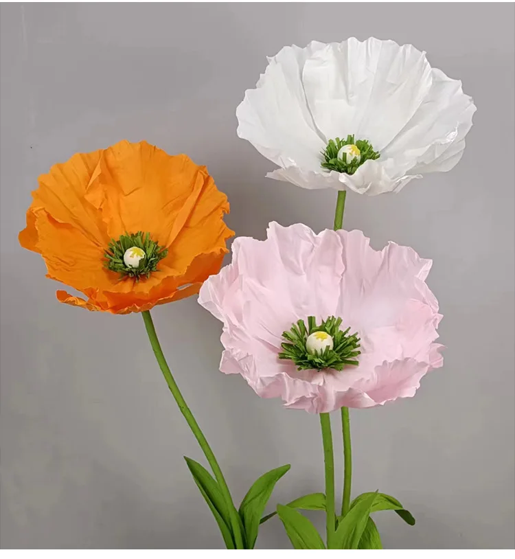 3 Stück künstliche Papierblumen als Hintergrunddekoration, Schaufensterdekoration für Einkaufszentren, Hochzeitsdekoration, künstliche Blume – Detail 3