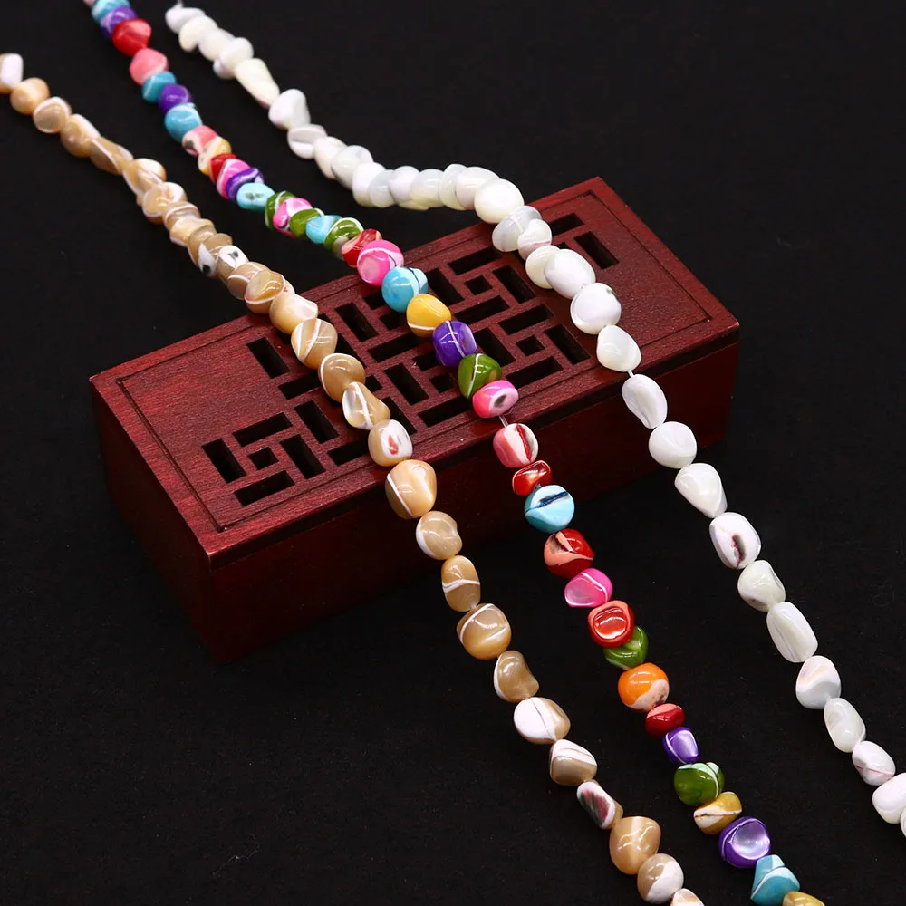 

7-8mm Irregular Seawater Shell Straight-Hole Loose Bead Suitable For Handmade Fashion Necklace Bracelet Accessories 1Strand/pack