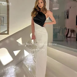 Qanz Formal One Shoulder Evening Dresses Mermaid White and Black Saudi Arabia Party Dress Women Elegant Luxury 2024 Customized