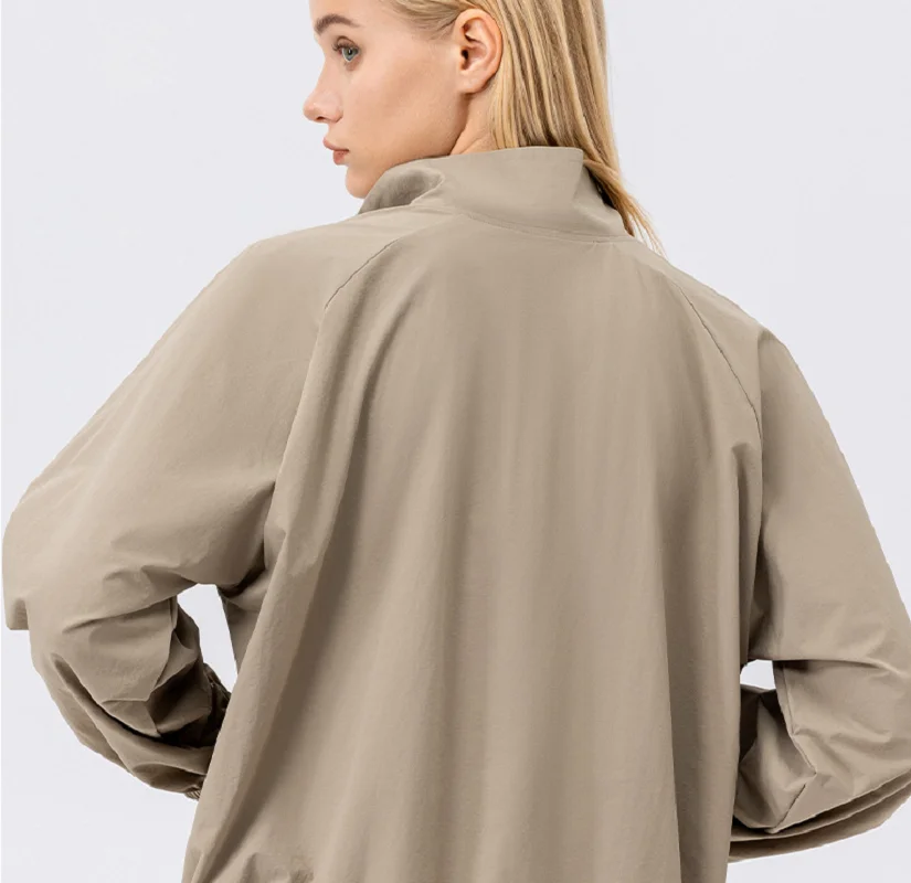 New Women's Fashion Sport Fitness Loose Top Jacket Quick Drying Breathable Tennis Running Long Sleeve Coat Sweatshirt Size S-XXL