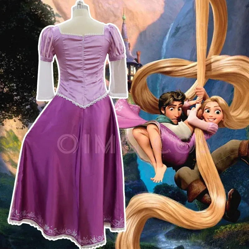 Tangled Rapunzel Costume Cosplay Parrucca uniforme di carnevale per adulti Anime Costumi di Halloween Donna