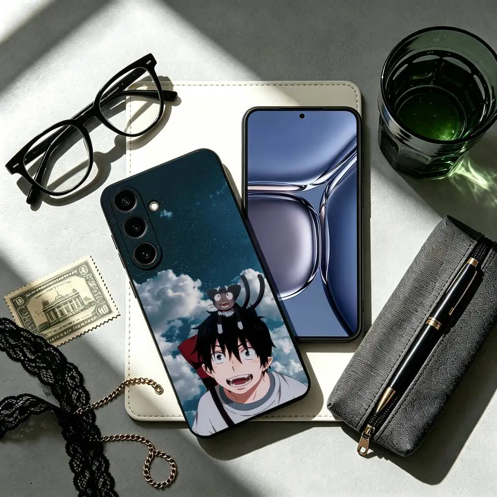 Popular Anime Blue E-Exorcist Phone Case For Samsung Galaxy A73,A72,A71,A70,A53,A52,A51,Others Soft Black Cover