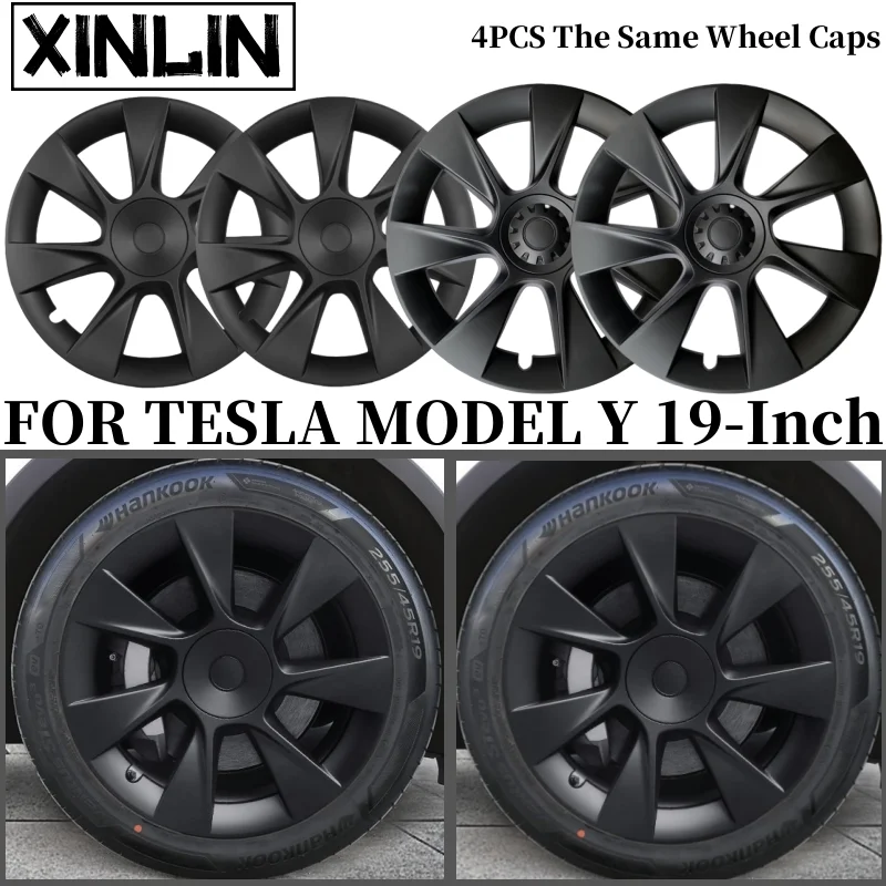 4PCS Wheel Caps for Tesla Model Y 2018-2024 Automobile Replacement 19 Inch Hubcap Performance Hub Cap Full Rim Cover Accessories