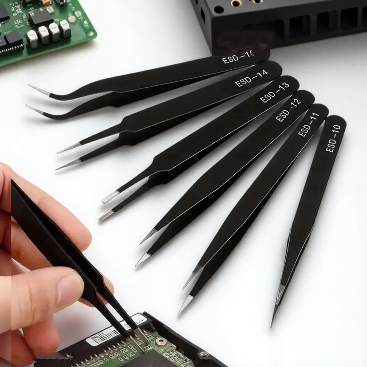 

6Pcs Anti-static ESD Stainless Steel Precision Tweezers Curved Straight Electronic Repair Tools for Crafts and DIY