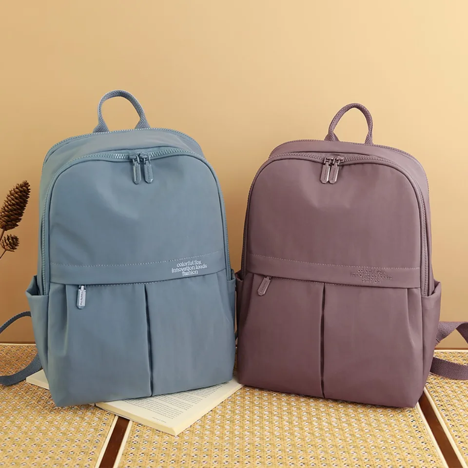 Solid Color Nylon Backpack Lightweight Travel School Bag Fashion Daypack for Work Travel Bag Can Be Hung in Luggage Sac A Dos