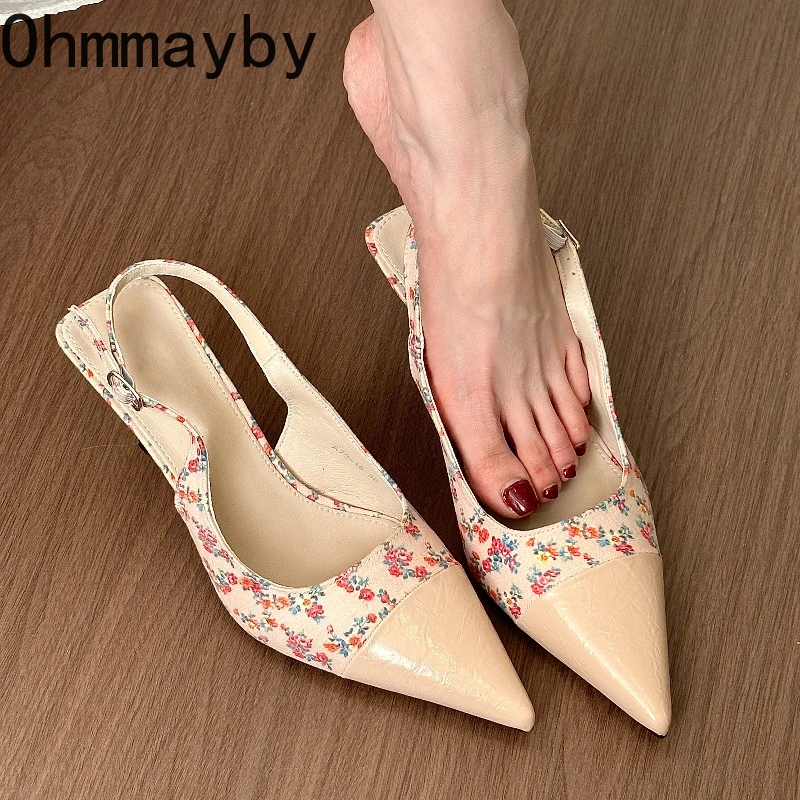 

Новые летние женские босоножки на высоком каблуке с цветочным принтом, модные туфли с острым носком для вечеринок, банкетов и стриптиза