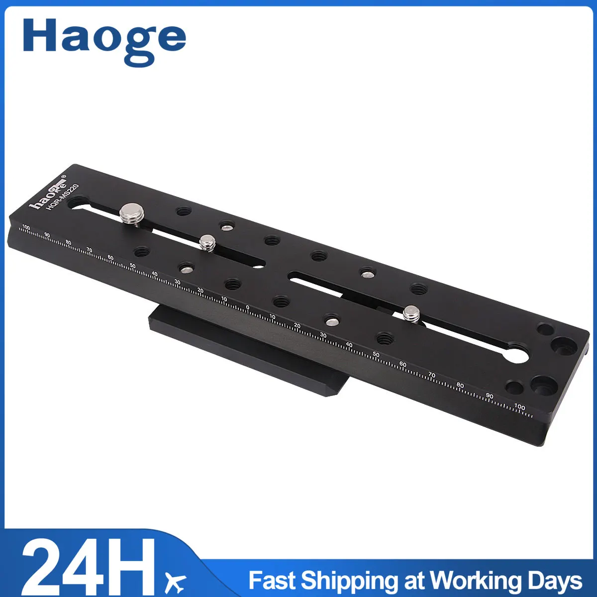 Haoge HQR-MS220VI Placa de liberação rápida para câmera de 220 mm para cabeça fluida de tripé Sachtler 12, 15, 18, 20, vídeo 25 Plus, vídeo 18 holandês