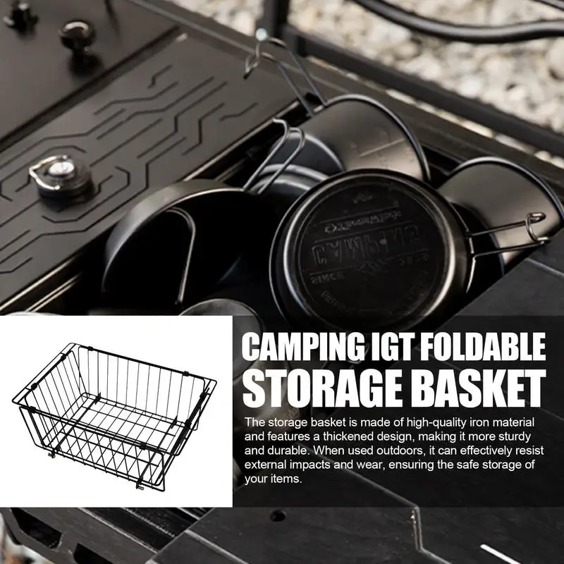 Folding Storage Basket for Camping Hiking Lightweight Aluminum Alloy Table Accessories Board Table Panel Storage Basket