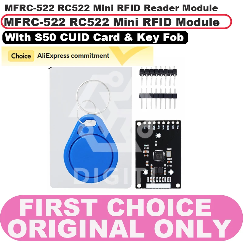 MFRC-522 Мини-черный модуль RC522 Мини-модуль считывания RFID |   Компактный датчик карты IC 13,56 МГц ​ ​   Tri-Interface (SPI/I2C/UART)