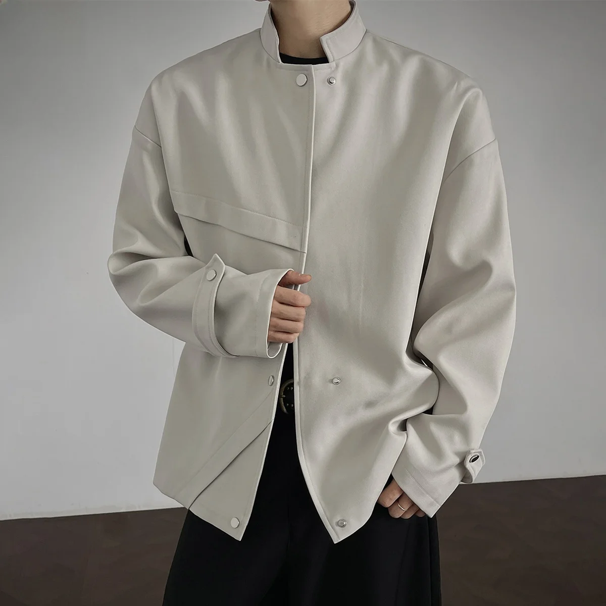 

Loose Fit plus Size Men's Jaet Autumn Faion Outerwear Chinese National Sle Design Sensation Trendy Overweight Haome Top