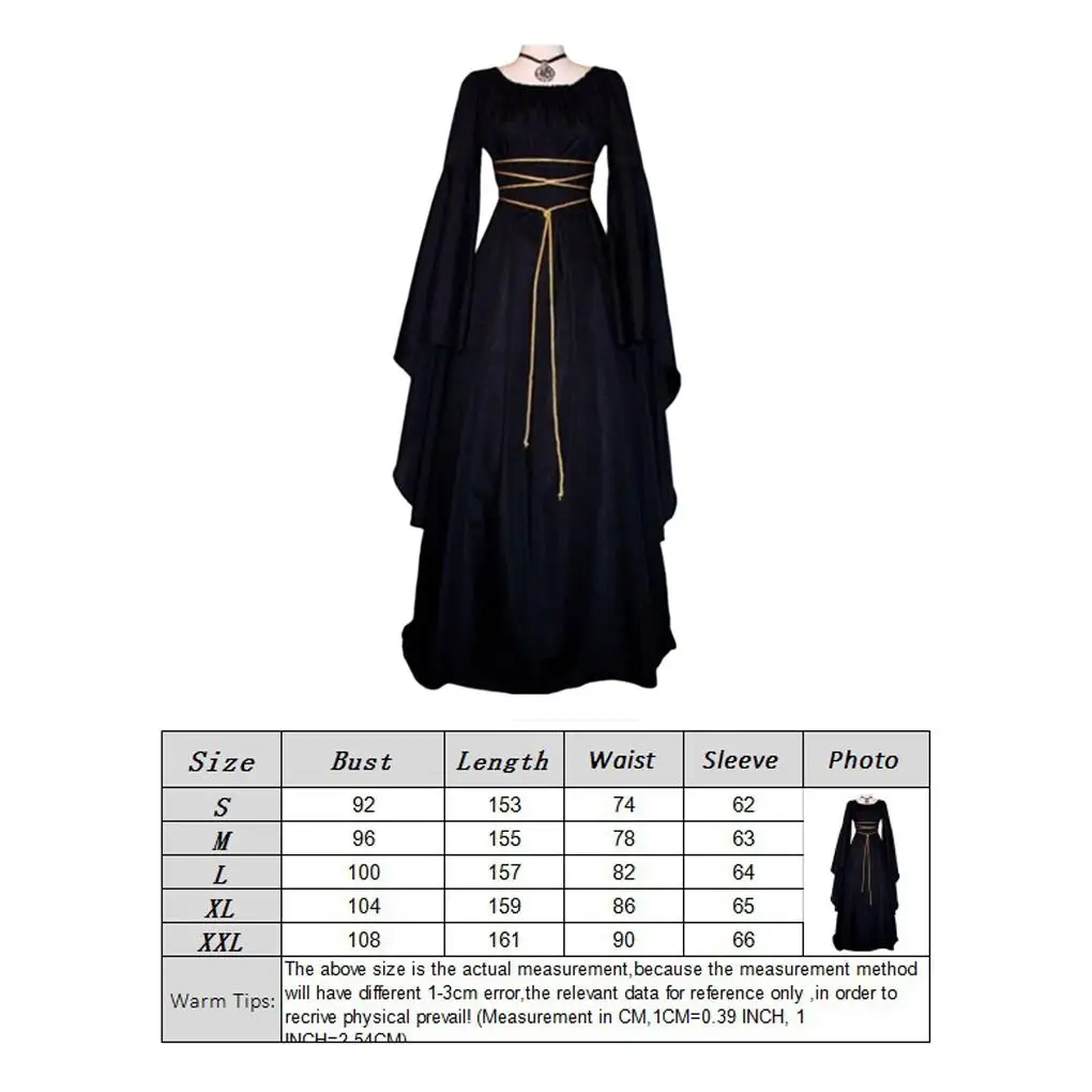 Halloween Costume Long Sleeved Round Neck Belt Irregular Women’s Dress White/Black Choose