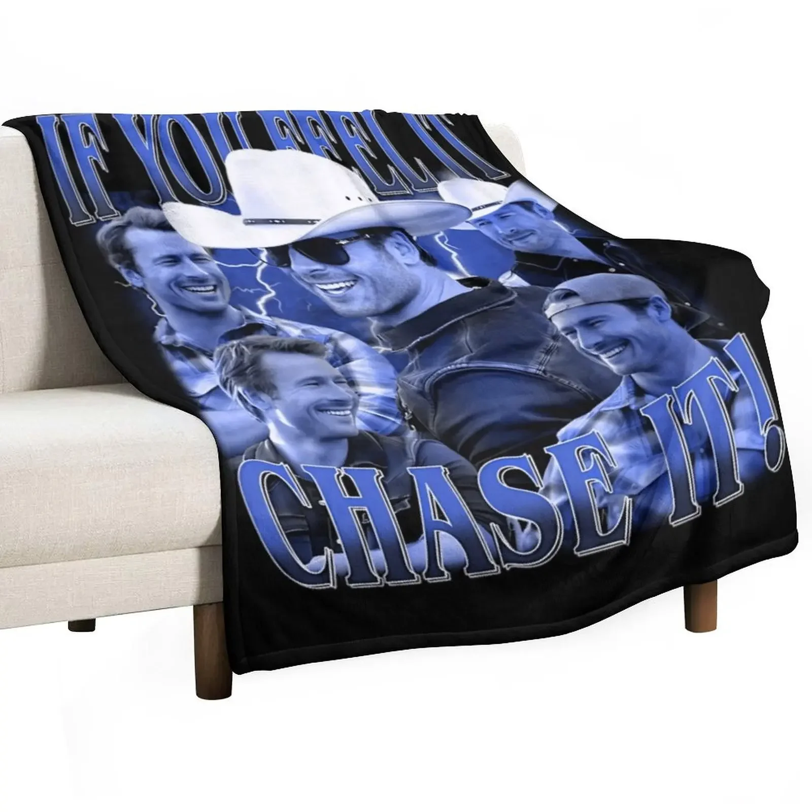 

Glen Powell If You Feel It Chase It Throw Blanket Easy Care Comfortable Blanket for Couch