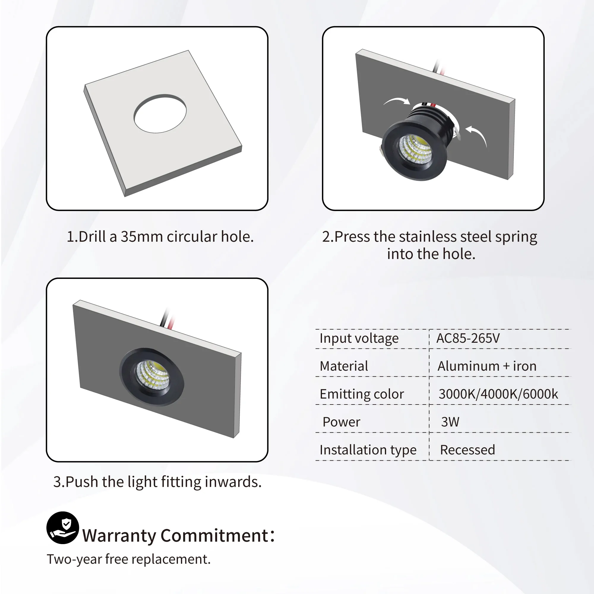 Mini LED Spot Light Downlight 2W Downlight With Driver Indoor Spotlight for Ceiling Cabinet Showcase Loft Stair Step Decorations