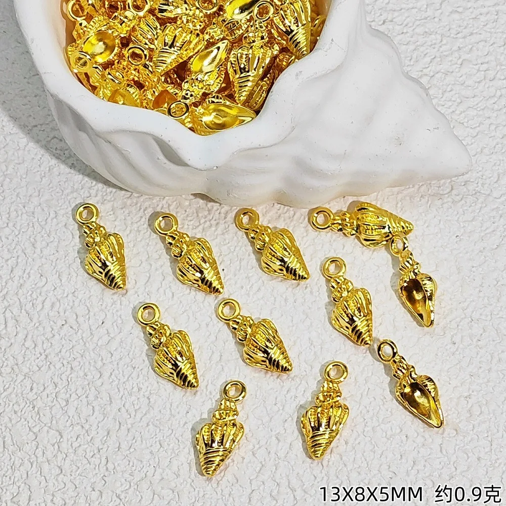 50Pcs Gold Silver Plated Alloy Sea Conch Charms Small Spiral Shell Pendants DIY Jewelry Making Ocean Style Bracelet Accessories