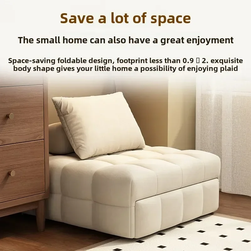 Household Goods Sofa Bed Foldable Dual-purpose Small Apartment Living RoomMulti-functional Sofa Cream Wind Puff Leisure Chair image 5