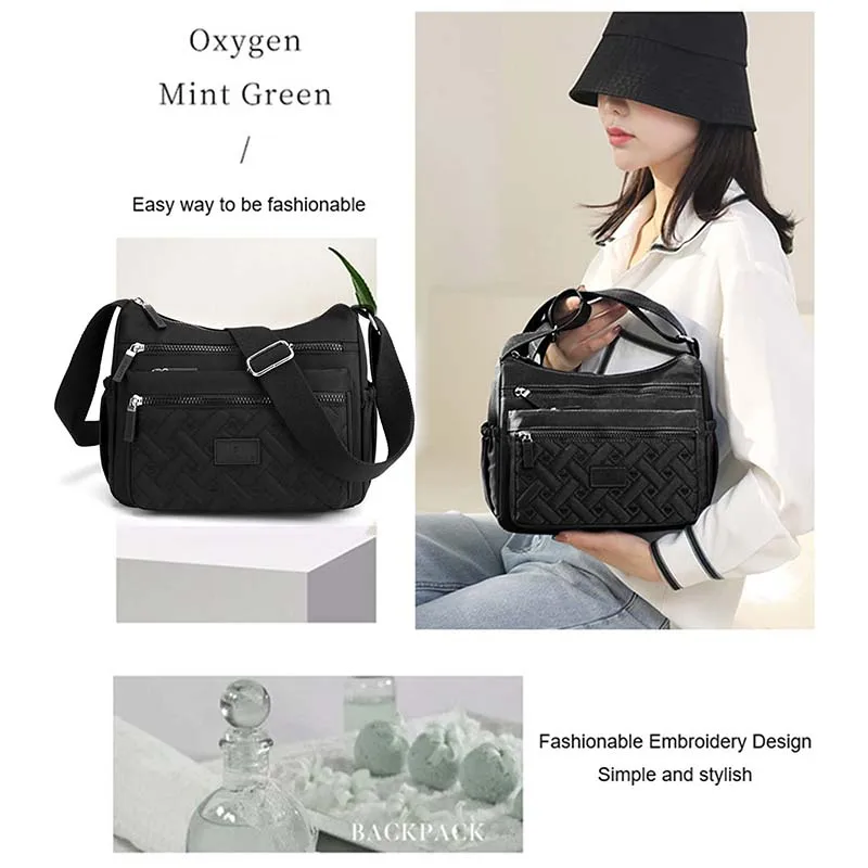 Borsa a tracolla Casual Multi tasca da donna borsa a tracolla impermeabile per uso quotidiano borsa da viaggio in Nylon di grande capacità