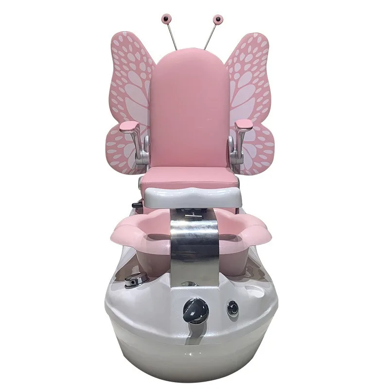 Hot Sale Pink Velvet Spa Furniture Set Nail Pedicure Station Kid Pedicure Spa Chair With Ceramic Pedicure Sink