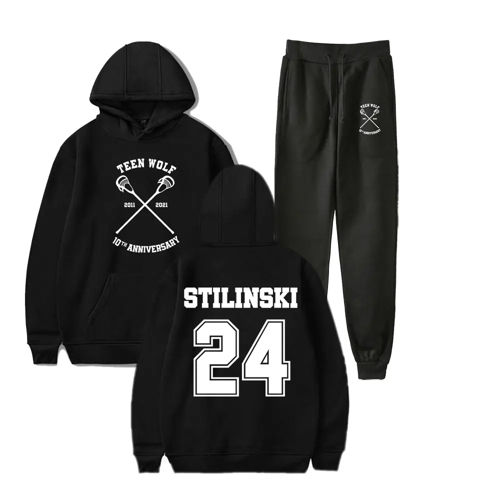 Stilinski 24 Merch Teen Wolf Vintage 90s HOODIE Merch Hoodies Set Men Women Hoodies Pants Outerwear Two-Piece Suit PULLOVER 