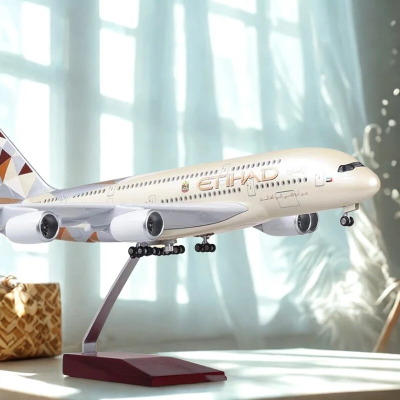 

1/160 Large Scale Airplane Model A380 Etihad Die-cast Airplane Model with Stand for Aviation Enthusiasts Gifts or Decorations