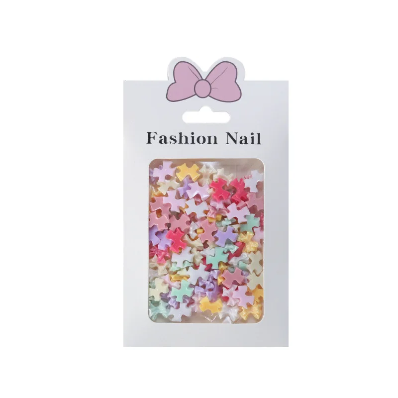 100PCS Shimmer 3D Bow Tie Nail Art Charms Accessories For Glitter Nails Decoration Design Supplies Material Manicure Decor Parts