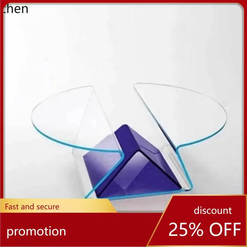 HXL minimalist colored glass coffee table round meeting low table geometric coffee table