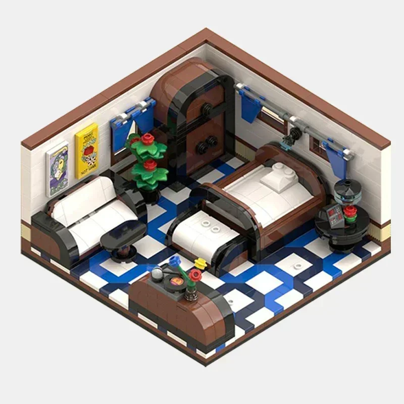 Kleine Diorama Model Moc Bouwstenen Keuken en Moderne Slaapkamer Technologie Modulair Blok Cadeau Kerst Speelgoed DIY Set Montage