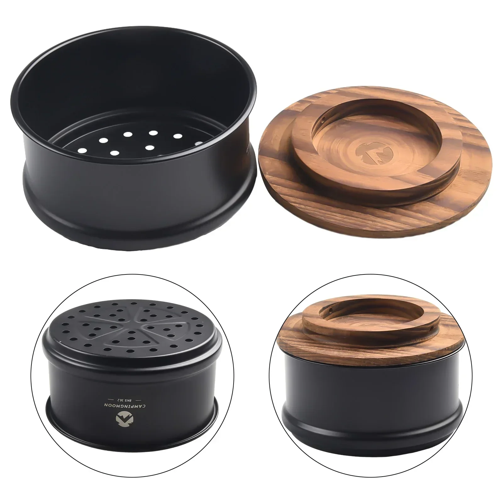 CAMPINGMOON Camping Steamer Sierra Steamer With Titanium Coating Lid 4.8 * 4.5 * 2.4in Black Bowl Cup Practical