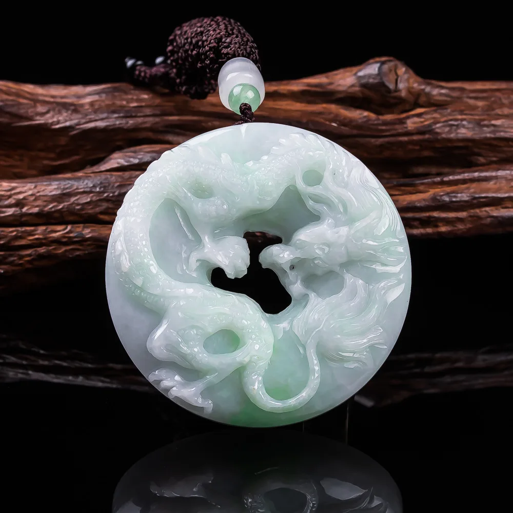 

Natural Myanmar Jadeite Dragon Pendant Necklace Talismans Fashion Gemstone Accessories Jewelry Luxury Real Jade Gifts for Women