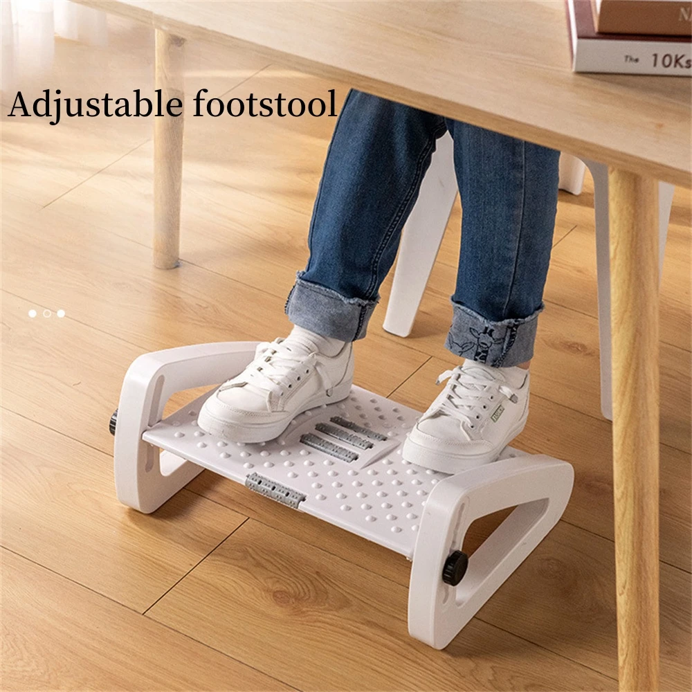 

Under Desk Footstool Adjustable Foot Stepping Height Plastic Footrest Promote Leg Circulatio Ergonomic Rollers Massage Footrest